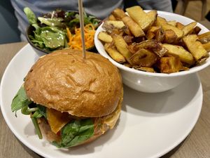 Vietnamese burger with fries at Beet in Luxembourg City