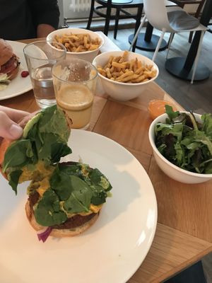 Burger and fries for us American tourists at Beet in Luxembourg City