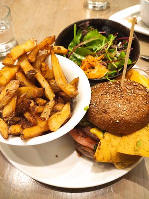Mexican burger with fries at Beet in Luxembourg City