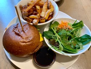 Barbecue burger with homemade fries  at Beet in Luxembourg City