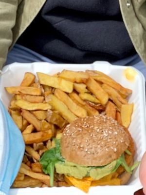 Mexican Burger with fries  at Beet in Luxembourg City