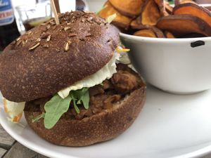 Pulled jackfruit burger  at Beet in Luxembourg City