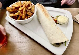 Chimichurri Durum with homemade fries   at Beet in Luxembourg City