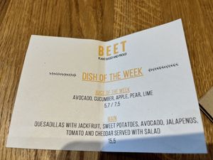 Menue of the week  at Beet in Luxembourg City