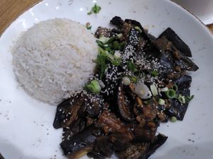 Glazed aubergine at Beet in Luxembourg City