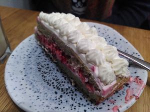 White raspberry cake at Beet in Luxembourg City