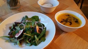 vegan Autumn Salad, Pumpkin Soup at Beet in Luxembourg City
