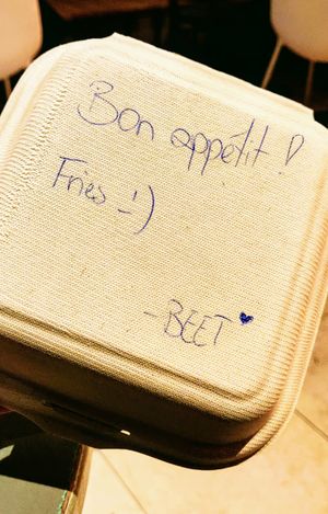 Cute personalised takeaway box at Beet in Luxembourg City