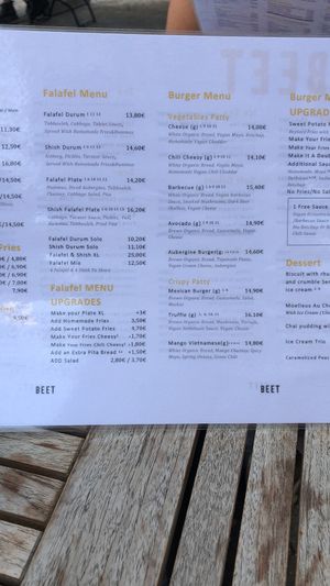 Menukaart  at Beet in Luxembourg City