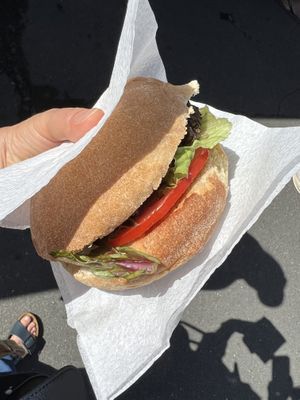 Hamburger  at Loving Hut Caravan in Nelson