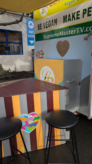 Covered seating area! at Loving Hut Caravan in Nelson