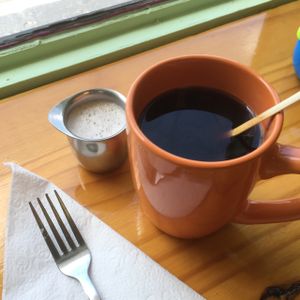 Starbucks coffee w soy creamer at Don't Have a Cow in Clarksville