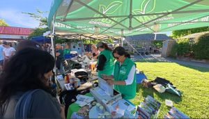 CVS stall selling vegan sausages in bread and other vegan merch at the Vegan Night  Mākete  at Christchurch Vegan Society/Te Rōpū Whēkana o Ōtautahi in Christchurch