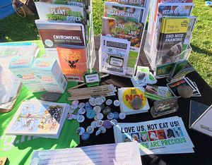 CVS stall merch. at Christchurch Vegan Society/Te Rōpū Whēkana o Ōtautahi in Christchurch