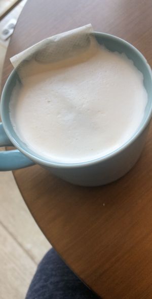 blue tea latte  at The Big O Doughnuts in Salt Lake City