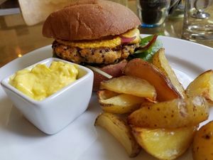 quinoa burger at Green Peas - Fridhemsplan in Stockholm