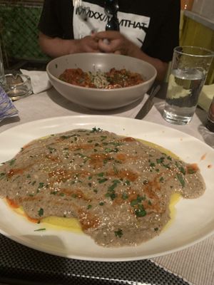Herbed Polenta with Mushroom Porcini Sauce at Karuzo in Sarajevo