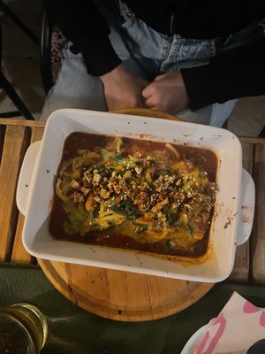 homemade seiten with thai vegetables at Karuzo in Sarajevo