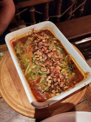 Seitan steaks with thai vegetables and tofu "cheese" at Karuzo in Sarajevo