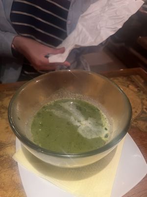 Soup starter, he made enough for 2 to share  at Karuzo in Sarajevo