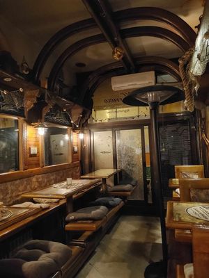 Inside (upside down boat) at Karuzo in Sarajevo