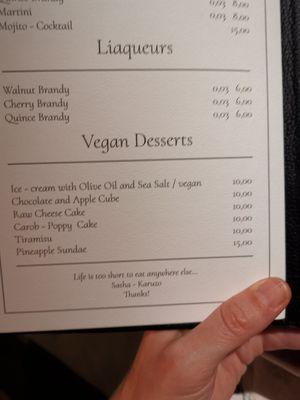 Vegan desserts at Karuzo in Sarajevo