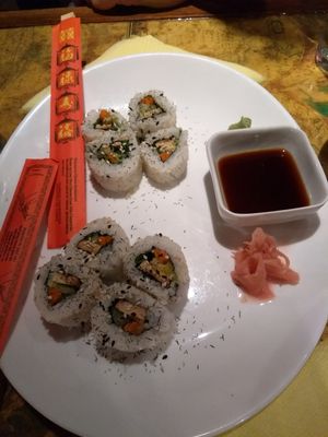 Vegan sushi inside-out roll at Karuzo in Sarajevo
