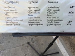 Some of their veg options at Kapilio in Crete