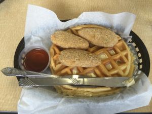chikn n waffles! at Viva La Vegan in Atlanta