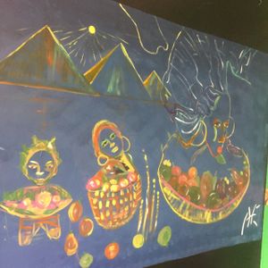 Cool artwork on the walls at Viva La Vegan in Atlanta