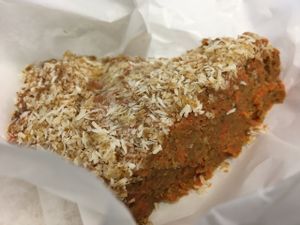 Raw carrot cake at Viva La Vegan in Atlanta