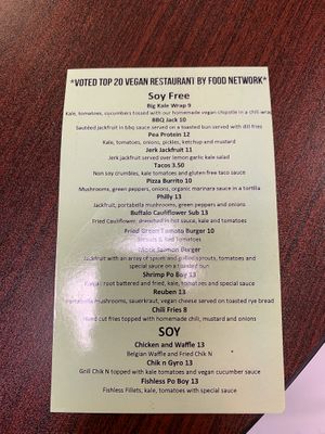 Sample Menu at Viva La Vegan in Atlanta