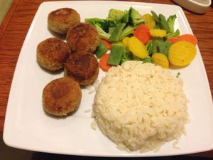 Cutlets rice and veggies  at Pizzeria Ambar in Bydgoszcz