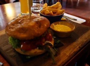 Vegan pea burger at Eetcafe Spinoza in Leeuwarden