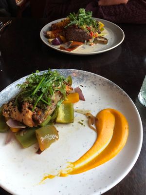 Groentestrudel met chimichurri. at Eetcafe Spinoza in Leeuwarden