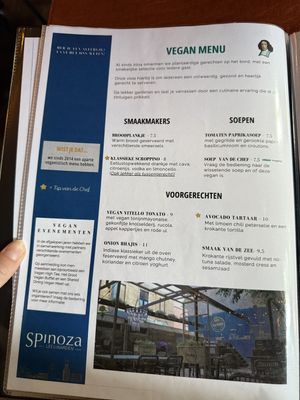 Vegan menu august 2025  at Eetcafe Spinoza in Leeuwarden