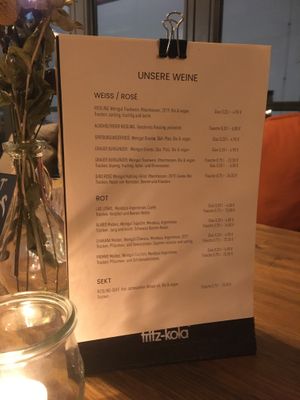 Wine list  at Salute Vegetarische & Vegane Küche in Mainz