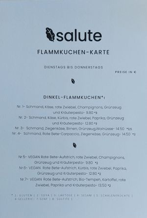 Unsere Frühling/Sommer Flammkuchen-Karte 2023 at Salute Vegetarische & Vegane Küche in Mainz