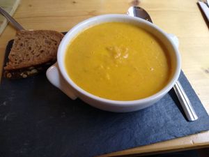 Vegan soup at Salute Vegetarische & Vegane Küche in Mainz