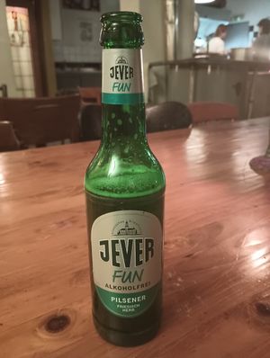 A really good non-alcoholic beer, only €1.50 a bottle. #Veganuary at MKZ in Amsterdam