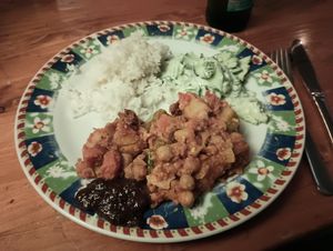 Curry rce with a side of cucumber salad. #Veganuary at MKZ in Amsterdam