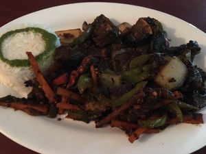 Mushroom Chili "stir fry" at Cafe Momo in Manchester