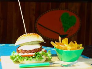 Their Positive Burgers are the VERY BEST BURGERS of the world at La Cuchara Verde - Positive Food in Playa Flamingo