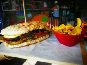GIANT paninis/sandwichs. at La Cuchara Verde - Positive Food in Playa Flamingo