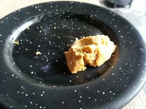 Last bites of their delicious vegan cheeze at Olivia in Puebla