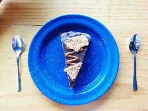 Chocolate peanut butter pie 💜 at Vitality Kitchen in Puebla
