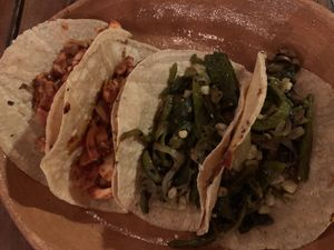 Tacos at El Arbol Taqueria Vegetariana in Puebla