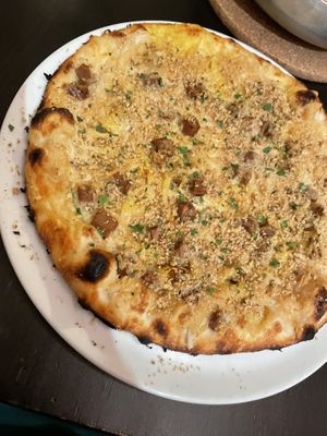 Carbonara pizza at NovaPizza Vegan Kitchen in Edinburgh