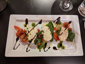 Home made ricotta on the delicious caprese salad at NovaPizza Vegan Kitchen in Edinburgh