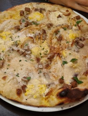 Carbonara pizza at NovaPizza Vegan Kitchen in Edinburgh